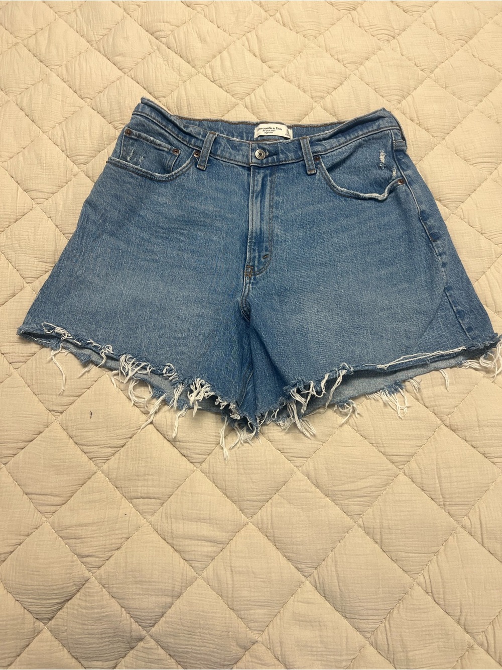 Frayed Hem Blue Denim Jean Shorts